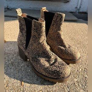 Leopard Print Chelsea Booties in Tan/Black